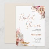 Invitation Fête des mariées Florale Boho (Devant / Derrière)