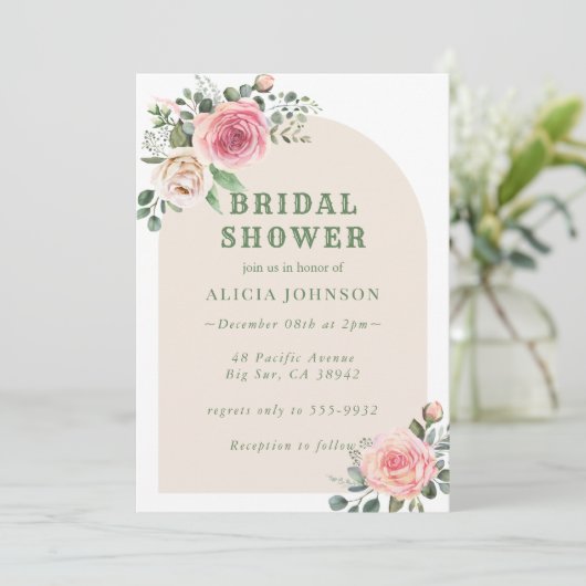 Invitation Fête des mariées florale Boho (Debout devant)