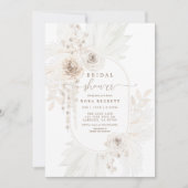 Invitation Fête des mariées florale Boho blanc monochrome (Devant)