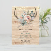 Invitation Fête des mariées florale Boho Deer Antler (Debout devant)