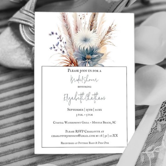 Invitation Fête des mariées florale Boho d'hiver | BLANCHE
