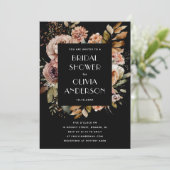 Invitation Fête des mariées florale Boho | Élégant noir rusti (Debout devant)