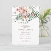 Invitation Fête des mariées florale Boho Tropical Rose (Debout devant)