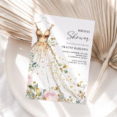 Invitation Fête des mariées florale brillante rose or rose