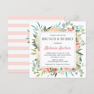 Invitation Fête des mariées florale Brunch Bubbly Spring Peac