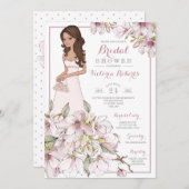 Invitation Fête des mariées florale Brunette Bride (Devant / Derrière)