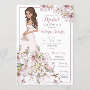 Invitation Fête des mariées florale Brunette Bride