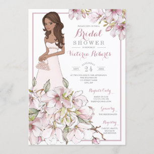 Invitation Fête des mariées florale Brunette Bride