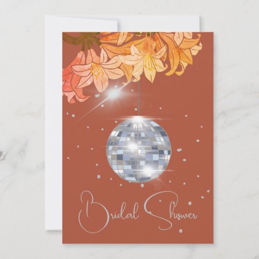 Invitation Fête des mariées Florale Bural Orange Silver Disco (Dos)