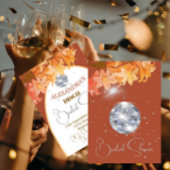 Invitation Fête des mariées Florale Bural Orange Silver Disco