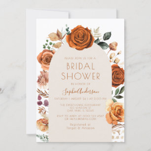 Invitation Fête des mariées florale Burange Terracotta Boho