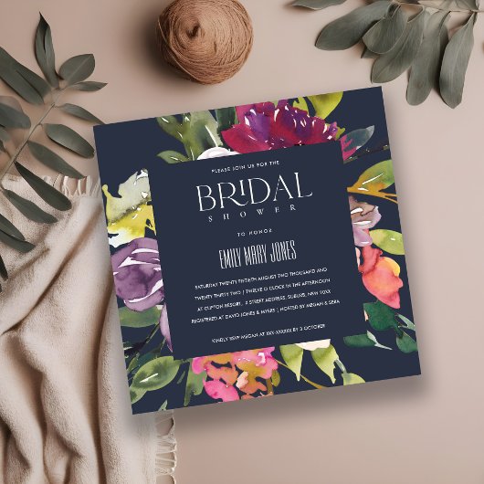 INVITATION FÊTE DES MARIÉES FLORALE BURGUNDY JAUNE DE LA MARI