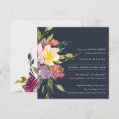 INVITATION FÊTE DES MARIÉES FLORALE BURGUNDY JAUNE DE LA MARI (Devant / Derrière)