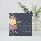 INVITATION FÊTE DES MARIÉES FLORALE BURGUNDY JAUNE DE LA MARI (Debout devant)