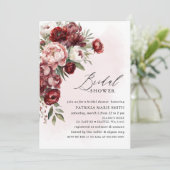 Invitation Fête des mariées florale Burgundy rose moderne (Debout devant)