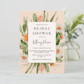 Invitation Fête des mariées florale Cactus été (Debout devant)