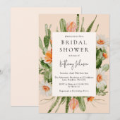 Invitation Fête des mariées florale Cactus été (Devant / Derrière)