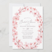 Invitation Fête des mariées florale cerise en fleurs (Devant)