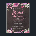 Invitation Fête des mariées florale Chalkboard Wat<br><div class="desc">Doté de roses délicats d'aquarelle encadrant vos détails de douche nuptiale sur un arrière - plan chic shabby. Personnalisez avec vos informations spéciales de douche nuptiale en lettres blanches chic. Conçu par Thisisnotme©</div>