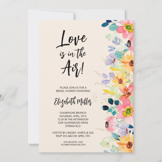 Invitation Fête des mariées florale chic (Devant)