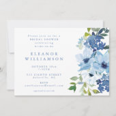Invitation Fête des mariées florale chic bleu clair (Devant)