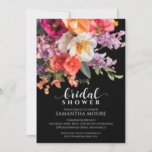 Invitation Fête des mariées florale chic et dynamique (Devant)