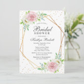 Invitation Fête des mariées florale Chic Géométrique Or (Debout devant)