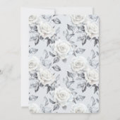 Invitation Fête des mariées florale chic gris argenté blanc r (Dos)