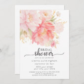 Invitation Fête des mariées florale Chic Pink Peony (Devant / Derrière)