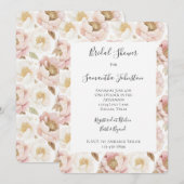 Invitation Fête des mariées florale Chic Pretty Rose Or (Devant / Derrière)