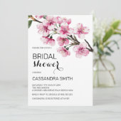 Invitation Fête des mariées florale Chic rose cerise (Debout devant)