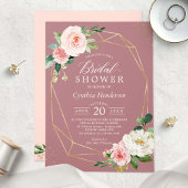 Invitation Fête des mariées florale chic rose rose Rose