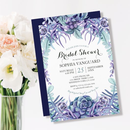 Invitation Fête des mariées florale chic violet