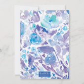 Invitation Fête des mariées florale chic violet et bleu (Dos)