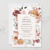 Invitation Fête des mariées florale citrouille et bourguignon (Devant)