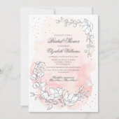 Invitation Fête des mariées florale croisée rose (Devant)