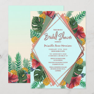 Invitation Fête des mariées florale d'ananas tropicale estiva