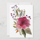 Invitation Fête des mariées florale d'aquarelle de Bourgogne (Dos)