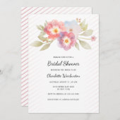 Invitation Fête des mariées florale d'aquarelle moderne (Devant / Derrière)