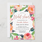 Invitation Fête des mariées florale d'aquarelle vive (Devant)