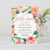 Invitation Fête des mariées florale d'aquarelle vive (Debout devant)