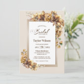 Invitation Fête des mariées florale de automne rustique (Debout devant)