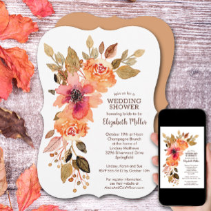 Invitation Fête des mariées florale de automne rustique