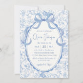 Invitation Fête des mariées Florale de Bow bleu (Devant)