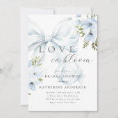 Invitation Fête des mariées florale de Bow bleu (Devant)