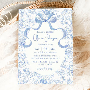 Invitation Fête des mariées Florale de Bow bleu