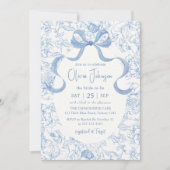 Invitation Fête des mariées Florale de Bow bleu (Devant)