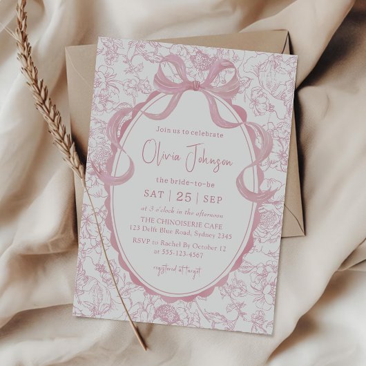 Invitation Fête des mariées florale de Bow rose
