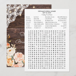 Invitation Fête des mariées florale de brin de bois Recherche