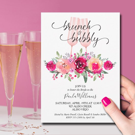 Invitation Fête des mariées florale de Brunch et Bubby